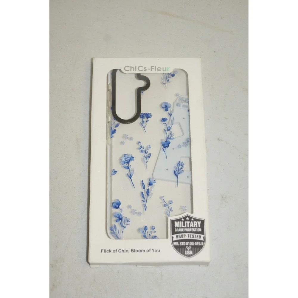 ChiCs-Fleur Samsung Galaxy S24 FE Case Blue Floral Lunelle Military Drop Tested